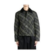 Groene Geruite Gewatteerde Jas Burberry , Green , Dames