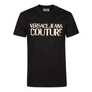 Zwart/Goud Logo Tick Foil T-Shirt Versace Jeans Couture , Black , Here...