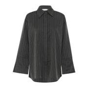 Pinstripe Overhemdblouse Lange Mouw Karen by Simonsen , Gray , Dames