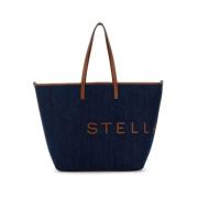 Blauwe Logo Print Top Handtas Stella McCartney , Blue , Dames