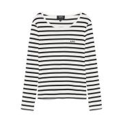 Gestreept Logo T-shirt A.p.c. , White , Dames