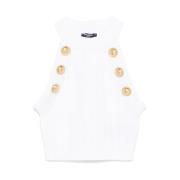 Witte Halternek Mouwloze Top Balmain , White , Dames