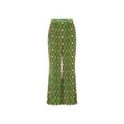 70's Geïnspireerde Groene Geometrische Flare Broek Camilla , Multicolo...