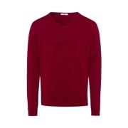 Merino Wol V-Hals Pullover Brax , Red , Heren