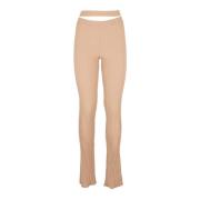 Geribbelde Gebreide Flare Uitgesneden Andrea Adamo , Beige , Dames