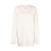 Witte Crew Neck Sweater Geborsteld Effect Maison Margiela , White , Da...