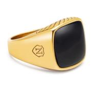 Gentlemen's Gold Signet Ring with Black Onyx Nialaya , Yellow , Heren