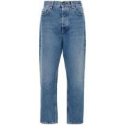 Indigo Blauwe Denim Jeans met Contraststiksels Armarium , Blue , Dames