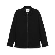 Zwarte Rits Voorkant Shirt Jil Sander , Black , Heren