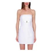 Witte Strapless Elegante Tweed Jurk Elisabetta Franchi , White , Dames