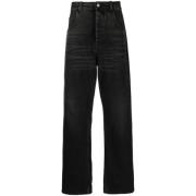 Zwarte Katoenen Straight-Leg Jeans Haikure , Black , Heren