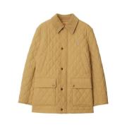 Diamantquilted Beige Buitenkleding Jas Burberry , Beige , Dames