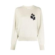 Lichtgrijze Logo Print Sweater Isabel Marant Étoile , Beige , Dames