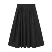 Geplooide wollen rok in zwart Mark Kenly Domino Tan , Black , Dames