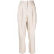 Beige Gestructureerde Broek met Hoge Taille Giorgio Armani , Beige , D...