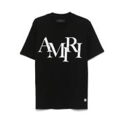 Katoenen Jersey Crew Neck T-shirt Amiri , Black , Heren