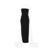 Zwarte Column Jurk met Sjaal Detail Solace London , Black , Dames