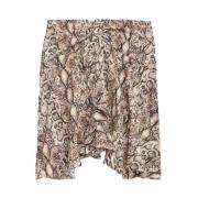 Dierenprint Zijden Rok Asymmetrische Zoom Isabel Marant , Beige , Dame...