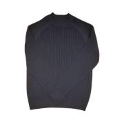 Ribgebreide Crewneck Pullover Sweater No Excess , Black , Heren