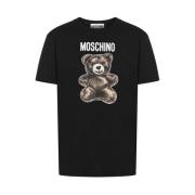 Zwarte Teddy Bear Crew Neck T-shirt Moschino , Black , Heren