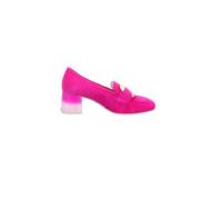 Roze Velours Blokhak Pumps Gabor , Pink , Dames