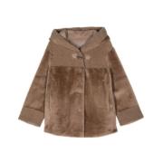 Karamelbruine Shearling Hoodie Jas Suprema , Brown , Dames