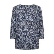 Bloemenprint Split Hals Shirt Blauw Soyaconcept , Blue , Dames