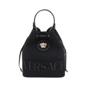 Medusa Bucket Bag met Trekkoordsluiting Versace , Black , Dames