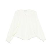 Pastelgele Ronde Hals Lange Mouwen Shirt Forte Forte , White , Dames