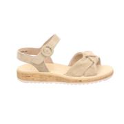 Beige Sandaal Velours Leer Platte Rubberen Zool Paul Green , Beige , D...