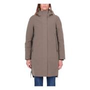 Beige Hooded Lange Parka Jas Krakatau , Beige , Dames