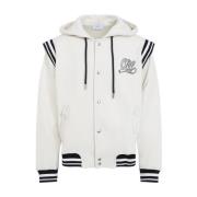 Witte Fleece Varsity Hoodie Off White , White , Heren