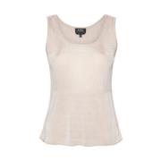 Beige Geribbelde Mouwloze Top A.p.c. , Beige , Dames