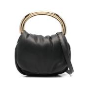 Zwarte leren handtas met overslag Blumarine , Black , Dames