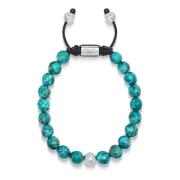 Men's Beaded Bracelet with Turquoise and Sterling Silver Beads Nialaya...