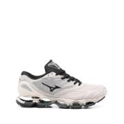 Beige/Zwarte Mesh Sneaker Paneelontwerp Mizuno , Gray , Heren