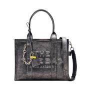 Donkergrijze Leren Handtas Metallic Finish Marc Jacobs , Black , Dames