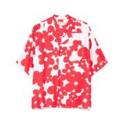 Bloemenprint Zijden Camp Kraag Shirt Marni , Red , Heren