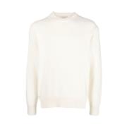 Witte Crew-Neck Gebreide Trui Laneus , White , Heren