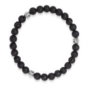 6mm Lava Stone Bracelet with Silver Balls Nialaya , Gray , Heren