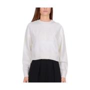 Witte Cropped Sweatshirt met Maxi Logo Elisabetta Franchi , White , Da...