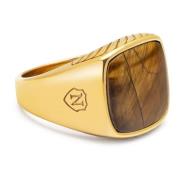 Gentlemen's Gold Signet Ring with Brown Tiger Eye Nialaya , Yellow , H...