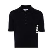 Navy Blue Polo Kraag Sweater Thom Browne , Blue , Heren