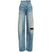 Blue Distressed Denim Jeans Straight Leg MM6 Maison Margiela , Blue , ...