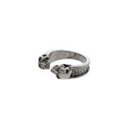 Zilveren Twin Skull Ring Alexander McQueen , Gray , Heren