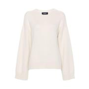 Witte Alpaca Wol Ribgebreide Trui Dsquared2 , White , Dames