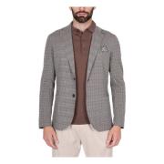 Bruine Jersey Micro Patroon Blazer Jas Bob , Multicolor , Heren