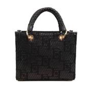 Kleine Jacquard Logo Shopper Tas Elisabetta Franchi , Black , Dames