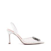 Witte Kant Slingback Stiletto's Amina Muaddi , White , Dames