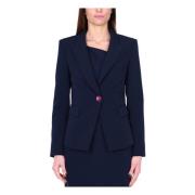 Blauwe Technische Stof Blazer Jas Liu Jo , Blue , Dames